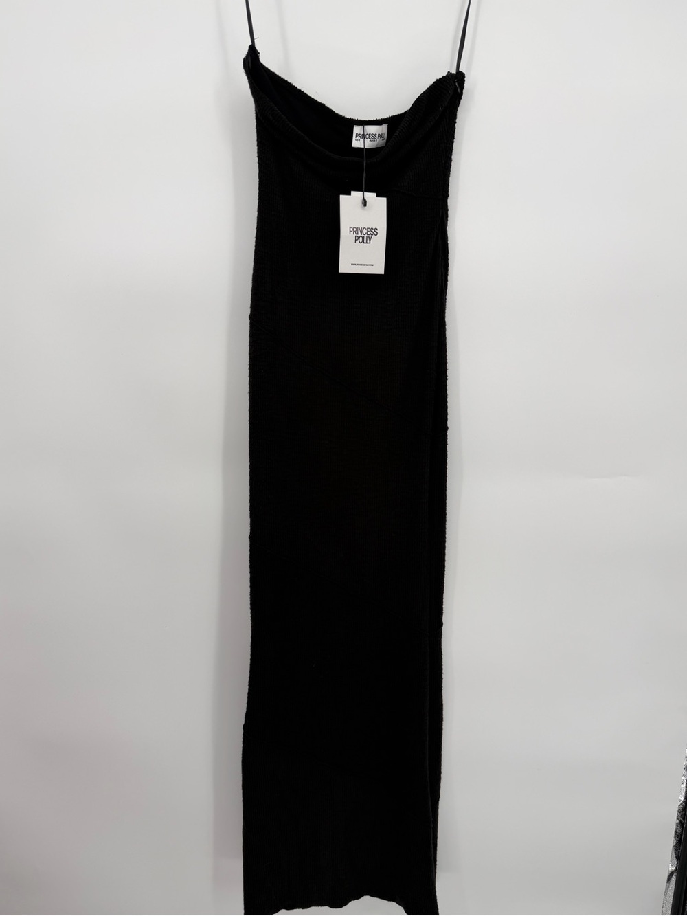 Princess Polly Black Ribbed Maxi Slip Dress